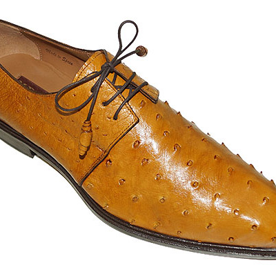 New handmade pure tan ostrich leather stylish lace up shoes for men's