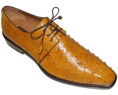 New Handmade Pure Tan Ostrich Leather Stylish Lace up Shoes for Men's