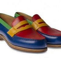 Handmade Mens Multi color Leather Shoes, Mens round toe leather Loafer slip ons - Thumbnail 1