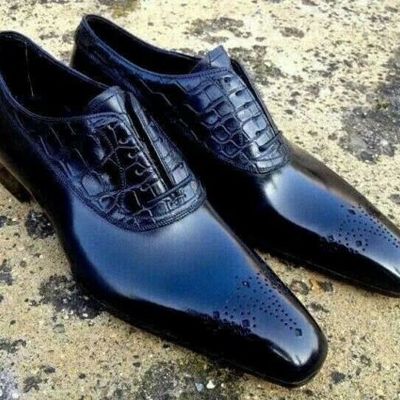 New pure handmade crocodile & calf leather dress shoes for men's