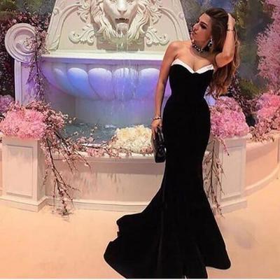 Long plus size prom evening dresses mermaid black prom party gowns
