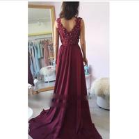 Vestido de Fiesta V Neck Mini Prom Dresses with Detachable Train Lace Appliques Beaded Evening Dress Celebrity Dress - Thumbnail 1