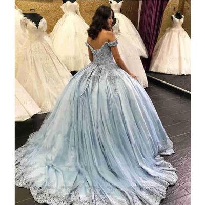 Luxury long quinceanera dresses puffy ball gown sweetheart cap sleeve sweet 16 beaded light blue 15 year quinceanera dress