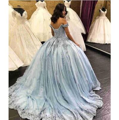 Luxury Long Quinceanera Dresses Puffy Ball Gown Sweetheart Cap Sleeve Sweet 16 Beaded Light Blue 15 Year Quinceanera Dress
