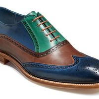Men's Multi Color Oxford Full Brogue Toe Wing Tip Genuine Leather Lace Up Shoes - Thumbnail 3