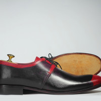 Handmade Tone Purple Lace Up Leather Shoes For Men's - Thumbnail 1