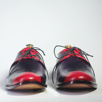 Handmade Tone Purple Lace Up Leather Shoes For Men's - Thumbnail 3