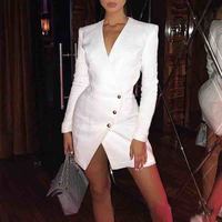 V-Neck Sexy Long Sleeve Dress - Thumbnail 1