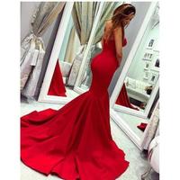  Simple Red Mermaid Evening Dresses Sweetheart Pleats Prom Dress Evening Gowns dresses evening wear Abendkleider robes de soirée - Thumbnail 2
