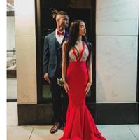 Charming Red Prom Pageant Dresses Modest Fashion See Through Evening Party Gown Special Occasion Dress Plus Size Black Girl - Thumbnail 1