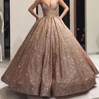 Sparkly ball gowns prom dresses for women - Thumbnail 4