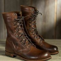 Handmade Men brown Military boots, Men brown high ankle combat boots, Men Shoes - Thumbnail 3