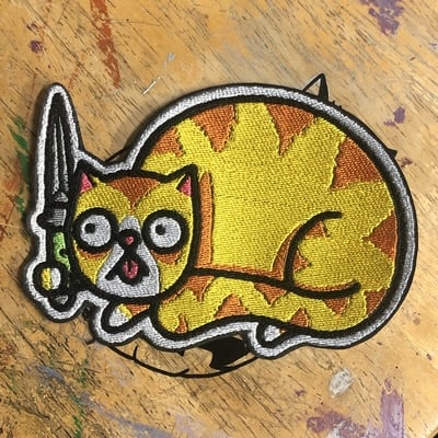 Knifecat embroidered patch  (orange)