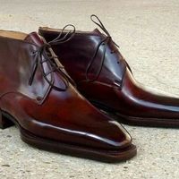 New Men's Handmade Chukka boots burgundy elegant leather, Men's Chukka Boot - Thumbnail 3