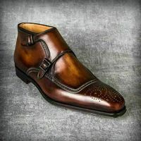 Men's Handmade Brown Patina Toe Cap Oxford Lace up Formal Dress Leather Shoes - Thumbnail 3