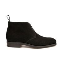 Customized Handmade Men's Black Chukka High Ankle Suede Leather Lace Up Boots - Thumbnail 1