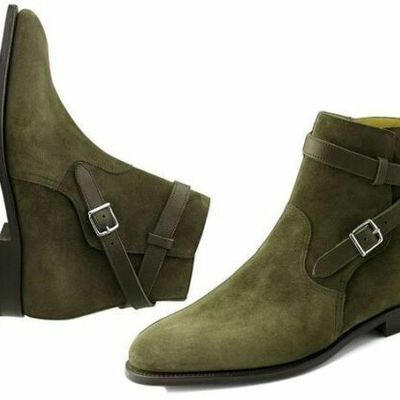 New handmade men hunter green suede jodhpurs boots, men ankle boots, - Thumbnail 5