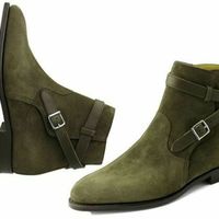 New Handmade Men Hunter green Suede Jodhpurs boots, Men ankle boots, - Thumbnail 3