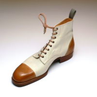 New Handmade Pure Tan & Off White Leather Ankle Boots for Men's - Thumbnail 3