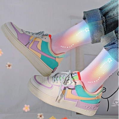 Harajuku cute macaron colorblock sneakers - Thumbnail 4