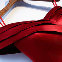 Burgundy satin long prom dress - Thumbnail 2