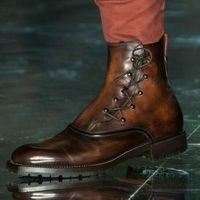 New Handmade Dark Tan Shaded Leather Ankle Boots for Men's - Thumbnail 3