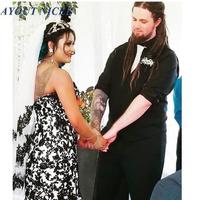 Custom Made Wedding,Black Appliques White Mermaid African Wedding Dress Sweetheart Court Train Bridal Wedding Gowns suknia slubna - Thumbnail 2