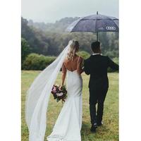 Unique Deep V-Neck Satin Wedding Dresses White Sleeveless Mermaid Wedding Dresses Backless Simple Wedding Dresses with Sweep Train - Thumbnail 2