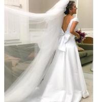 Elegant Plus Size A Line Lace Wedding Dresses Applique Deep V Neck Backless Satin Floor Length Wedding Dress Bridal Gowns Vestidos - Thumbnail 2