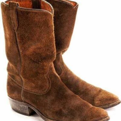 New handmade pure suede leather dark tan cowboy boots for men's - Thumbnail 5