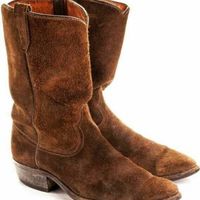 New Handmade Pure Suede Leather Dark Tan Cowboy Boots for Men's - Thumbnail 3