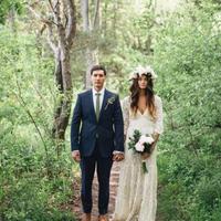 Vintage-Inspired Hippie Maxi Crochet Lace Bohemian Long Sleeve Wedding Dresses modest V-neck Beach Boho Cheap Wedding Gowns Plus Size - Thumbnail 2