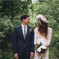 Vintage-Inspired Hippie Maxi Crochet Lace Bohemian Long Sleeve Wedding Dresses modest V-neck Beach Boho Cheap Wedding Gowns Plus Size - Thumbnail 3