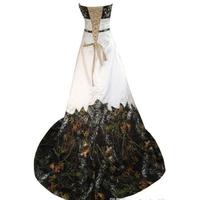 Vintage Camo Wedding Dresses Embroidery A Line Beaded Lace-up Backless Sweetheart Court Train Camo Bridal Gowns Plus Size - Thumbnail 1