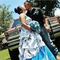 White And Blue Camo Pickup Dresses Strapless Satin Snow Camo Wedding Dresses Brides Gown - Thumbnail 1