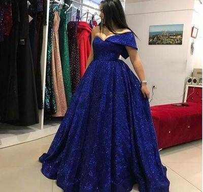 Navy Blue Sequined Prom Dresses One Shoulder A Line Evening Gowns Saudi Arabia Floor Length Formal Party Dress Custom Made