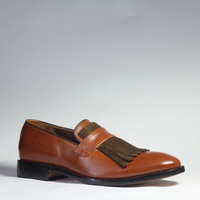 Handmade Brown Fringe  Loafers Leather Shoes For Men's - Thumbnail 1