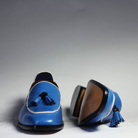 Handmade Blue Tussles Loafer Leather Shoes For Men's - Thumbnail 3