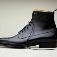 Handmade men black leather boots, dress boots for men, men ankle high boots - Thumbnail 3