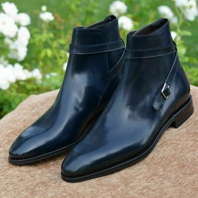 Handmade men black jodhpurs boot, men black ankle leather boots for mens - Thumbnail 5