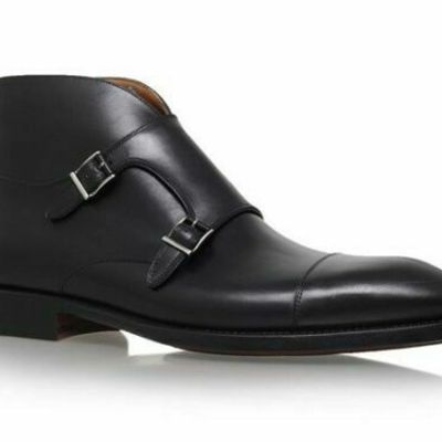 Handmade men black boots, double monk strap boot, men leather boots formal dress - Thumbnail 5
