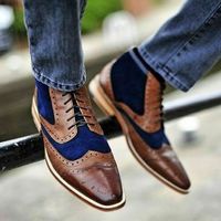 New Handmade Mens Custom Two Tone Leather Boots, Men Real Leather Shoes - Thumbnail 3