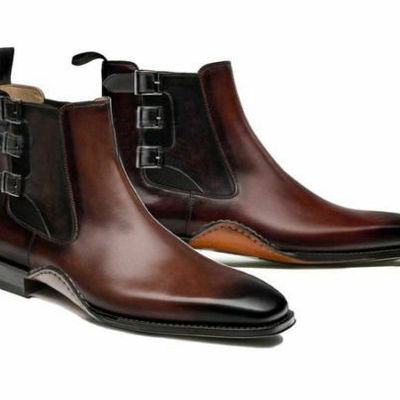 Formal dress boot, handmade two tone boots for men, men suede leather boot - Thumbnail 5