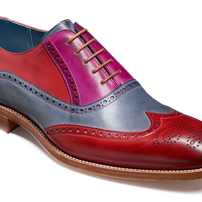 Oxford multi color wing tip genuine leather brogue toe handmade lace up tan sole shoes