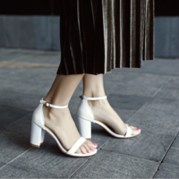 White High Heel Sandals With Ankle Strap G8722 - Thumbnail 3