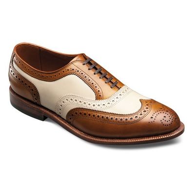 Two Tone Oxford Handmade Genuine Leather Wing Tip Rounded Brogue Toe Men Shoes