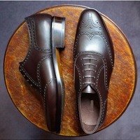 Handmade Men's Brown Wing Tip Brogue Shoes, Men Real Leather Lace Up Dress Shoes - Thumbnail 1