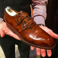 Custom Handmade Men Latest Style Unique Straps Dress Shoes, Men formal shoes - Thumbnail 1