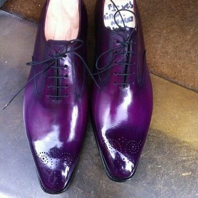 Handmade purple patina whole cut oxfords for men custom made shoes for men