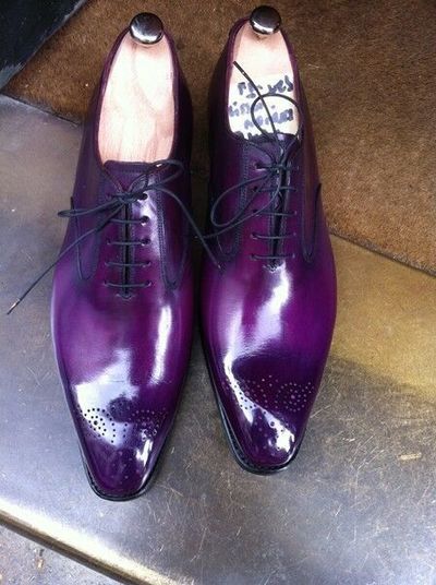 Handmade Purple Patina Whole Cut Oxfords for Men Custom Made Shoes for Men